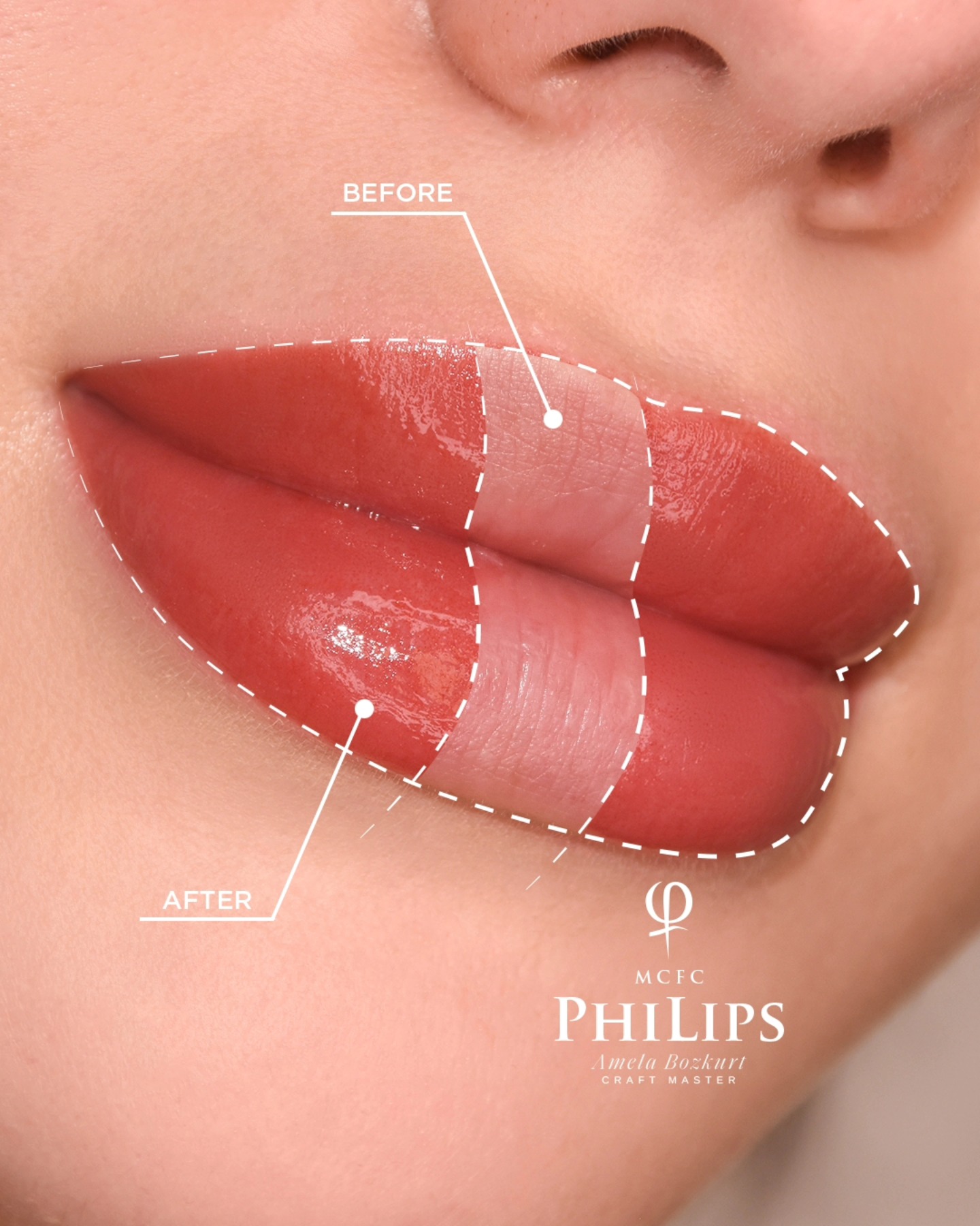 Before and after lip blush by Amela Bozkurt, Craft Master